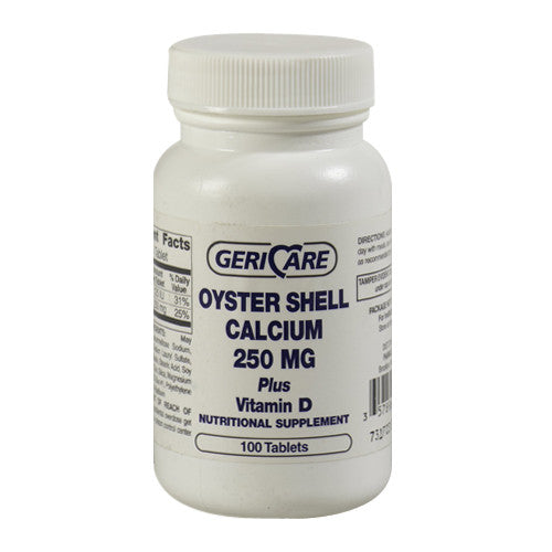 Geri Care Oyster Shell Calcium 250 Mg Plus Vitamin D Tablets, 100 Ea